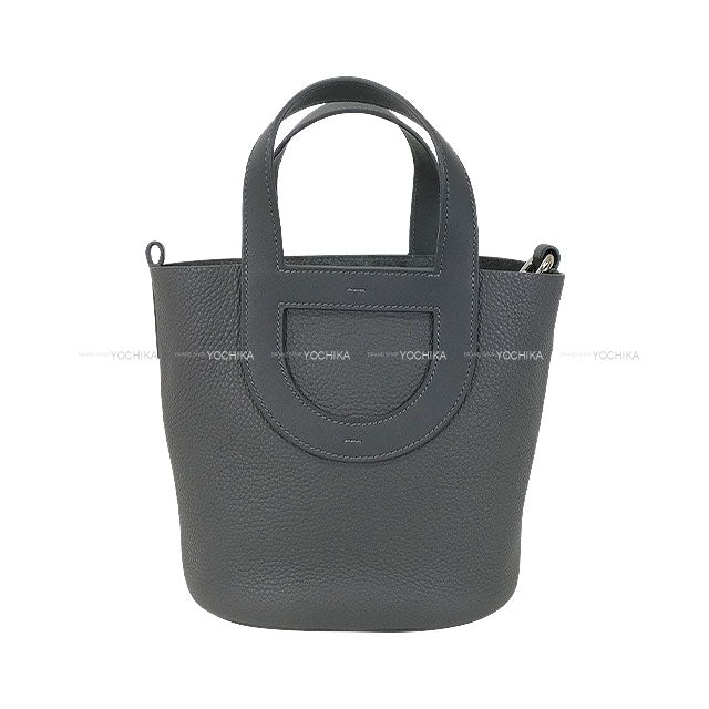 HERMES Handbag In the Loop 18 Ardoise Taurillon Clemence/Veau Swift Silver HW Stamp W[EXCELLENT][Authentic]