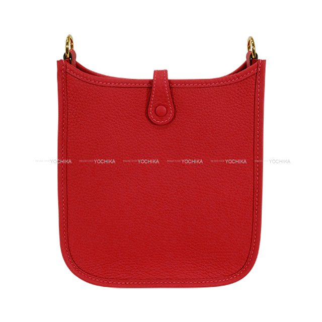 HERMES Shoulder bag Evelyne 16 TPM Rouge Casaque Taurillon Clemence Gold HW Stamp B[EXCELLENT][Authentic]