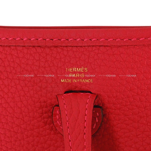 HERMES Shoulder bag Evelyne 16 TPM Rouge Casaque Taurillon Clemence Gold HW Stamp B[EXCELLENT][Authentic]