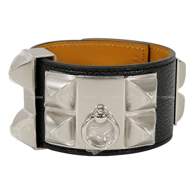 HERMES bracelet COLLIER DE CHIEN #T2 Noir (Black) Chevre Chamkila Silver HW Stamp K[BRAND NEW][Authentic]