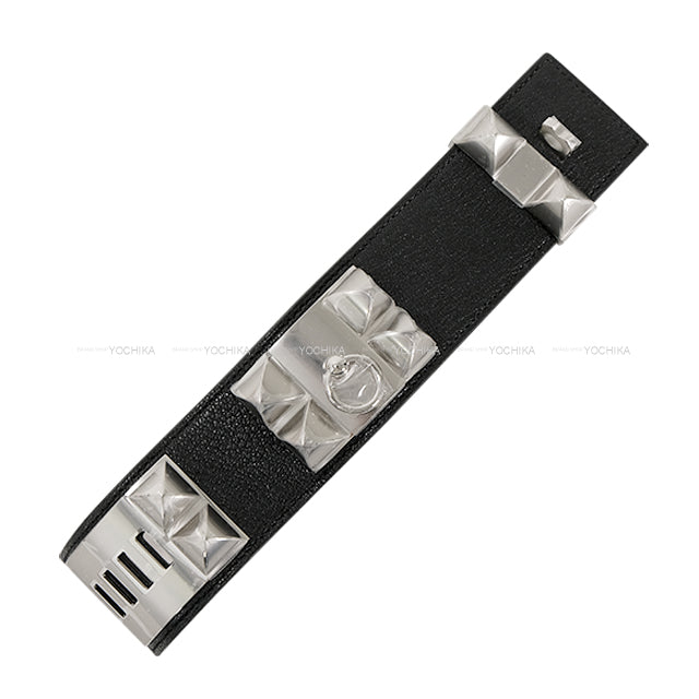 HERMES bracelet COLLIER DE CHIEN #T2 Noir (Black) Chevre Chamkila Silver HW Stamp K[BRAND NEW][Authentic]