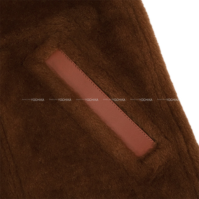 HERMES Vests Reversible Sleeveless Jacket Marron Fauve Sheepskin #34 Silver HW 5H1229D5[EXCELLENT][Authentic]