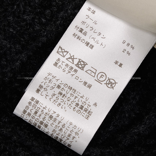 2025AW HERMES Knit Long Sleeve Sweter Turtle Cropped with Back BeltGris Volcanic Wool/Sheep Leather #34 H5H2627DAFV[BRAND NEW][Authentic]