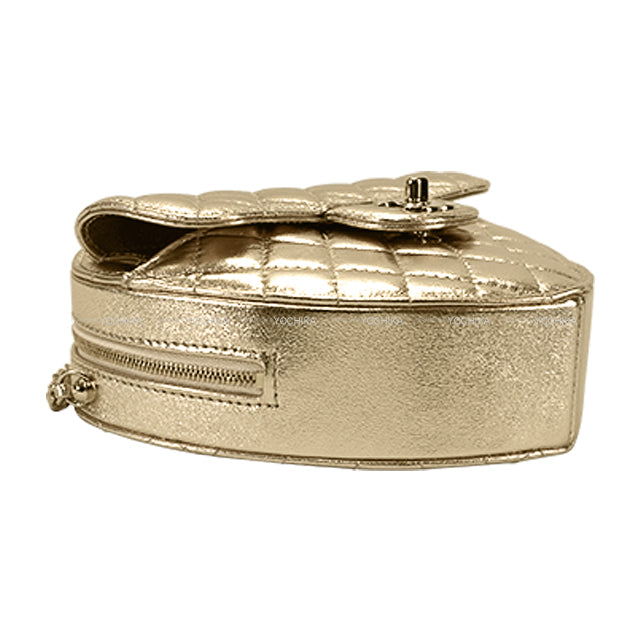 CHANEL Shoulder bag Heart Shape Matelasse COCO mark Flap Large Chain Gold Metallic Lambskin Champagne Gold HW AS5764[BRAND NEW][Authentic]