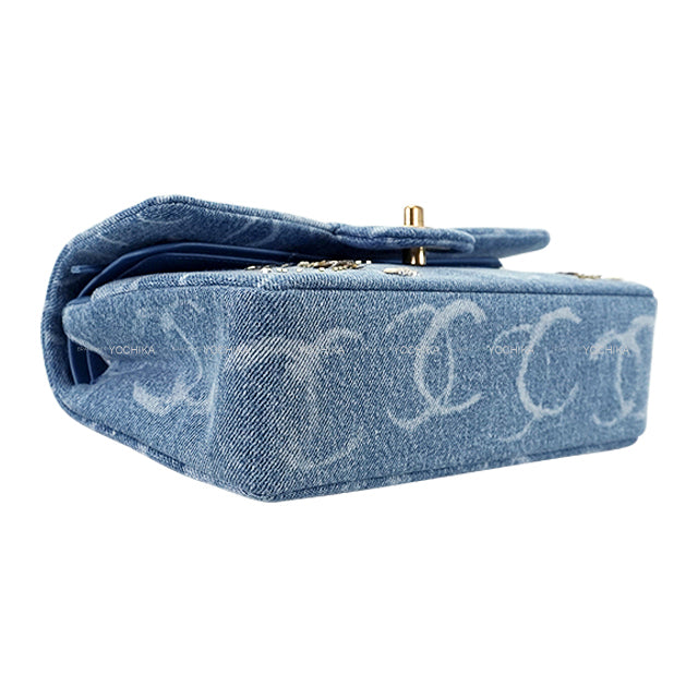 CHANEL Shoulder bag Matelasse 25 COCO mark Sequin Blue Denim Mat Gold HW A01112[EXCELLENT][Authentic]