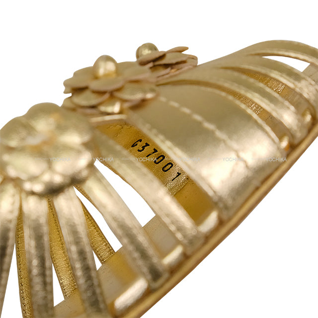 [Pre-loved] CHANEL pumps Ladies Camelia Gold Leather #38 G37001[LIKE NEW][Authentic]