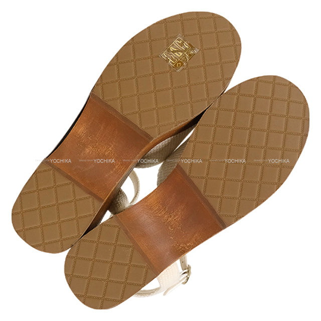 2024SS CHANEL sandals COCO mark Wedge Sole Ivory Canvas Suede #38C G45555[EXCELLENT][Authentic]