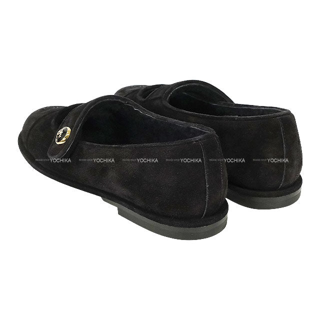 2025AW CHANEL ballet shoes(flat shoes) COCO mark Merry Jane Flat Shoes Noir (Black) Shearing #37.5C Champagne Gold HW G46759[EXCELLENT][Authentic]