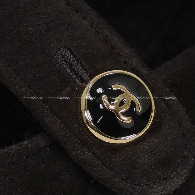 2025AW CHANEL ballet shoes(flat shoes) COCO mark Merry Jane Flat Shoes Noir (Black) Shearing #37.5C Champagne Gold HW G46759[EXCELLENT][Authentic]