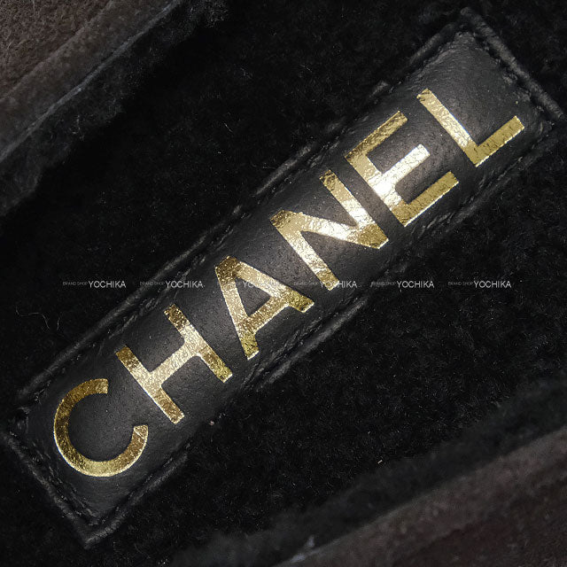2025AW CHANEL ballet shoes(flat shoes) COCO mark Merry Jane Flat Shoes Noir (Black) Shearing #37.5C Champagne Gold HW G46759[EXCELLENT][Authentic]