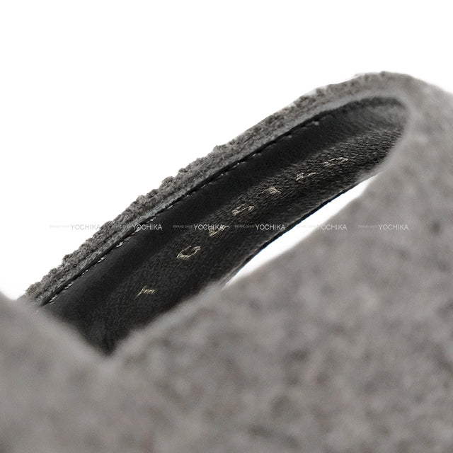 CHANEL sandals COCO mark Platform Grey Wool #37.5C Champagne Gold HW G45940[EXCELLENT][Authentic]