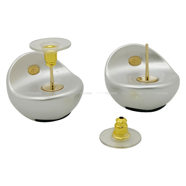 2025SS CHANEL pierced earring COCO mark Pearl Blanc (White)/Noir (Black) Metal Resin ABF364[EXCELLENT][Authentic]