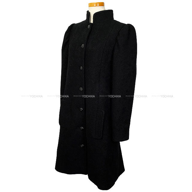 CHANEL Stainless collar coat Stand Collar Matelasse COCO button Power Shoulder Noir (Black) Wool/Nylon/Silk #34 P80548V[EXCELLENT][Authentic]