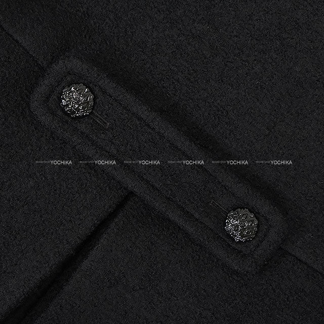 CHANEL Stainless collar coat Stand Collar Matelasse COCO button Power Shoulder Noir (Black) Wool/Nylon/Silk #34 P80548V[EXCELLENT][Authentic]