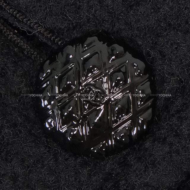 CHANEL Stainless collar coat Stand Collar Matelasse COCO button Power Shoulder Noir (Black) Wool/Nylon/Silk #34 P80548V[EXCELLENT][Authentic]