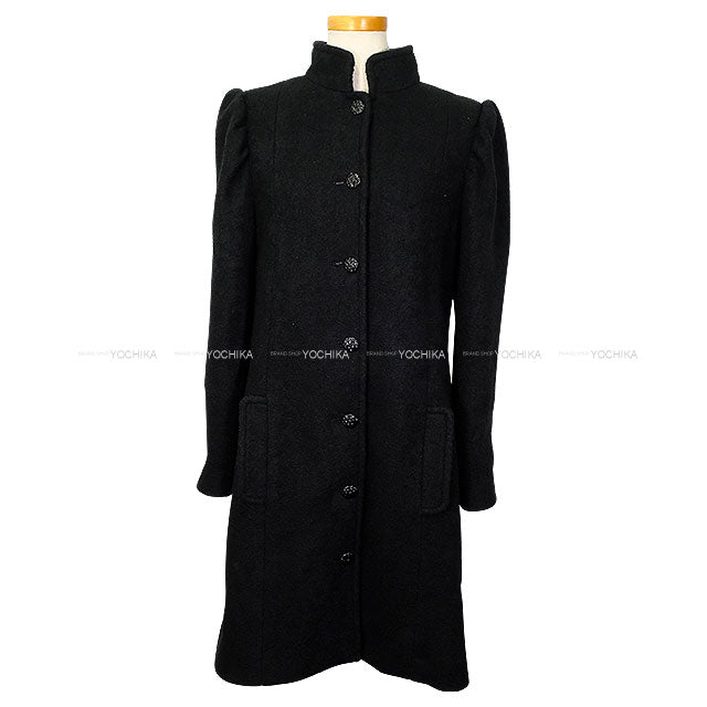 CHANEL Stainless collar coat Stand Collar Matelasse COCO button Power Shoulder Noir (Black) Wool/Nylon/Silk #34 P80548V[EXCELLENT][Authentic]
