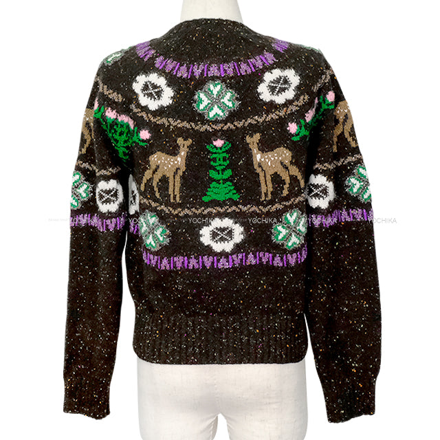 2025-26 COCO NEIGE Collection CHANEL Cardigan Long Sleeve Reindeer Clover Tweed Brown Cashmere #34 P79712[BRAND NEW][Authentic]