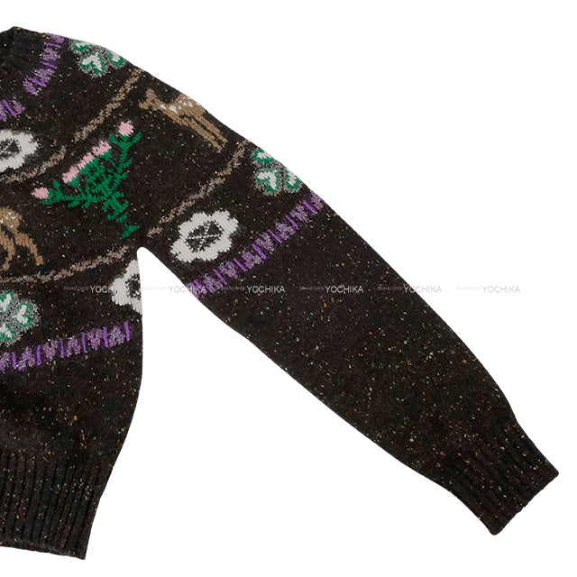 2025-26 COCO NEIGE Collection CHANEL Cardigan Long Sleeve Reindeer Clover Tweed Brown Cashmere #34 P79712[BRAND NEW][Authentic]