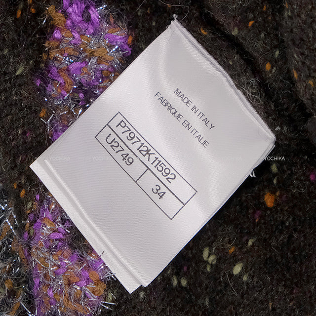 2025-26 COCO NEIGE Collection CHANEL Cardigan Long Sleeve Reindeer Clover Tweed Brown Cashmere #34 P79712[BRAND NEW][Authentic]