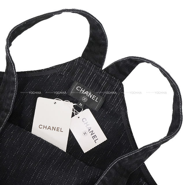 CHANEL Pants Denim COCO Button Noir (Black) Cotton #36 P71933[EXCELLENT][Authentic]