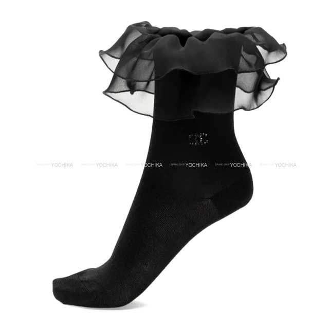 2025-26AW CHANEL Socks COCO Mark Rhinestone Noir (Black) Silk/Cotton AAB559[BRAND NEW][Authentic]