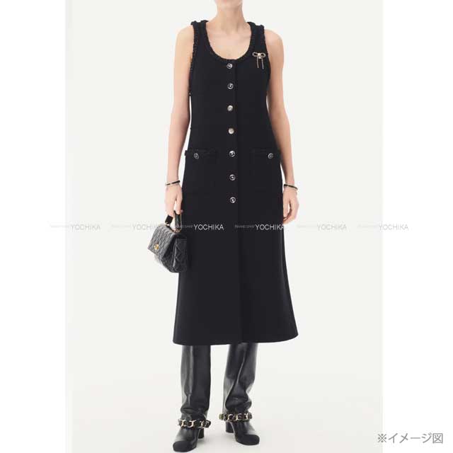 2025-26AW CHANEL dress Midi COCO Button Tweed one piece Noir (Black) Wool /Polyamide #34 P80424[BRAND NEW][Authentic]