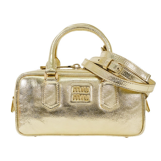 Miu Miu Handbag Arcadie leather bag 2way Regular Gold Sheepskin Champagne Gold HW 5BB142[BRAND NEW][Authentic]