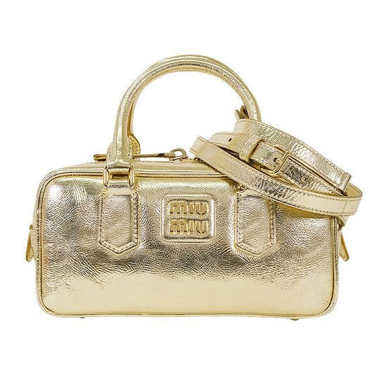 Miu Miu Handbag Arcadie leather bag 2way Regular Gold Sheepskin Champagne Gold HW 5BB142[BRAND NEW][Authentic]