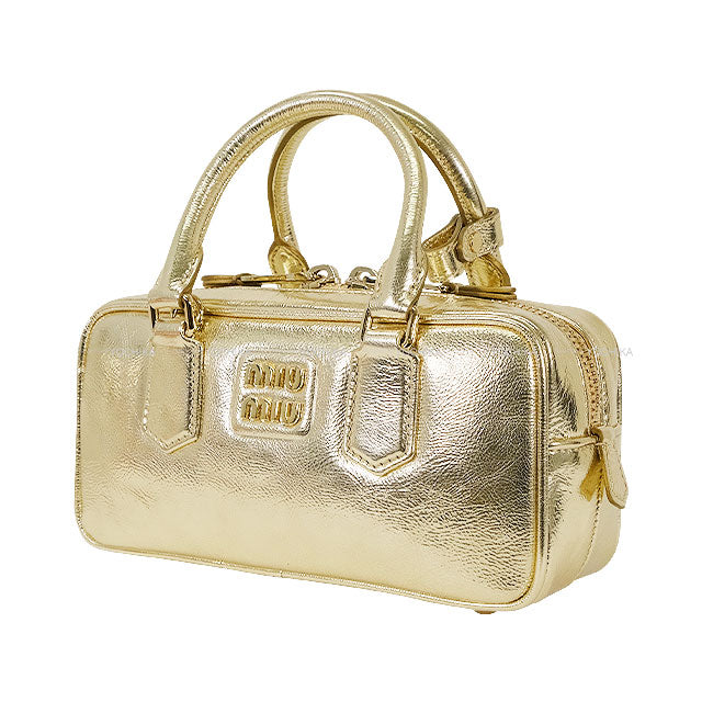 Miu Miu Handbag Arcadie leather bag 2way Regular Gold Sheepskin Champagne Gold HW 5BB142[BRAND NEW][Authentic]