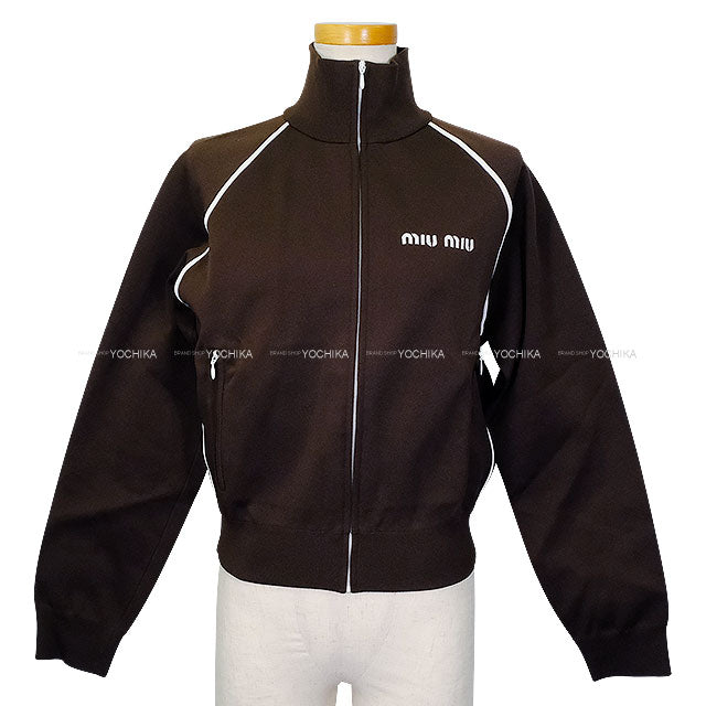 Miu Miu Tops Technical Yarn Sweat Brown Recycled polyamide #36 MMF889[BRAND NEW][Authentic]