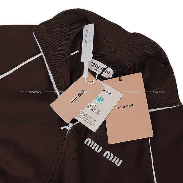 Miu Miu Tops Technical Yarn Sweat Brown Recycled polyamide #36 MMF889[BRAND NEW][Authentic]