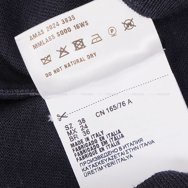 Miu Miu Sweater Bort Neck with Logo Navy Virgin Wool #38 MMLA85[EXCELLENT][Authentic]