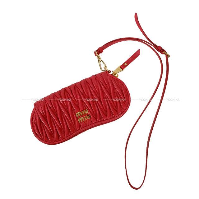 Miu Miu Pouch Matelasse Red Leather Gold HW 5RA015[BRAND NEW][Authentic]