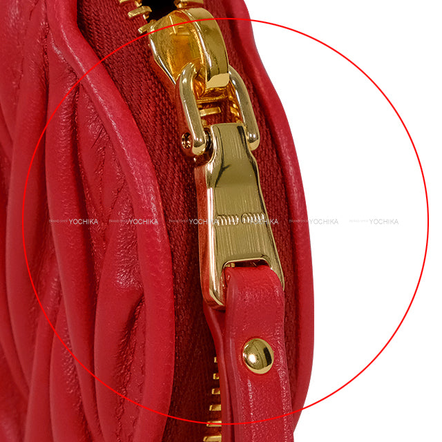 Miu Miu Pouch Matelasse Red Leather Gold HW 5RA015[BRAND NEW][Authentic]