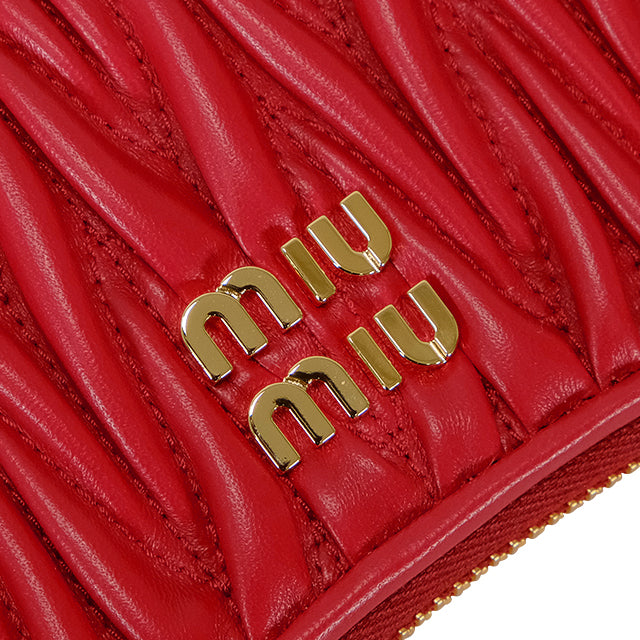 Miu Miu Pouch Matelasse Red Leather Gold HW 5RA015[BRAND NEW][Authentic]