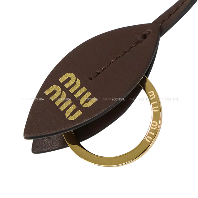 Miu Miu keyring(key holder) Trick with Logo Brown Leather Gold HW 5TL516[BRAND NEW][Authentic]