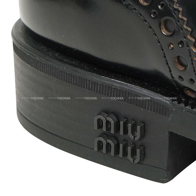 Miu Miu dress shoes Miu Miu×Church's Ladies Oxford Brogue Shoes Noir (Black) Leather #37.5 5E038E055[EXCELLENT][Authentic]