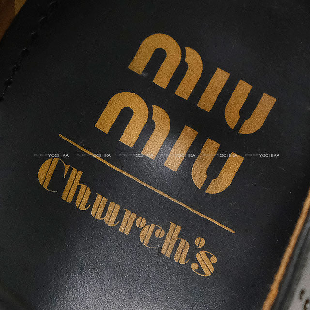 Miu Miu dress shoes Miu Miu×Church's Ladies Oxford Brogue Shoes Noir (Black) Leather #37.5 5E038E055[EXCELLENT][Authentic]