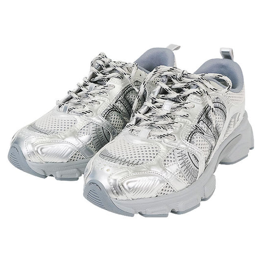 Dior sneakers Mesh Laminate Leather Effect Panel Silver Technical Fabric/Cotton #37.5 KCK414TRL_S59K[EXCELLENT][Authentic]