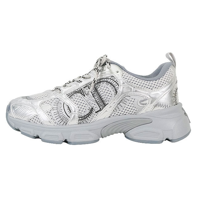 Dior sneakers Mesh Laminate Leather Effect Panel Silver Technical Fabric/Cotton #37.5 KCK414TRL_S59K[EXCELLENT][Authentic]
