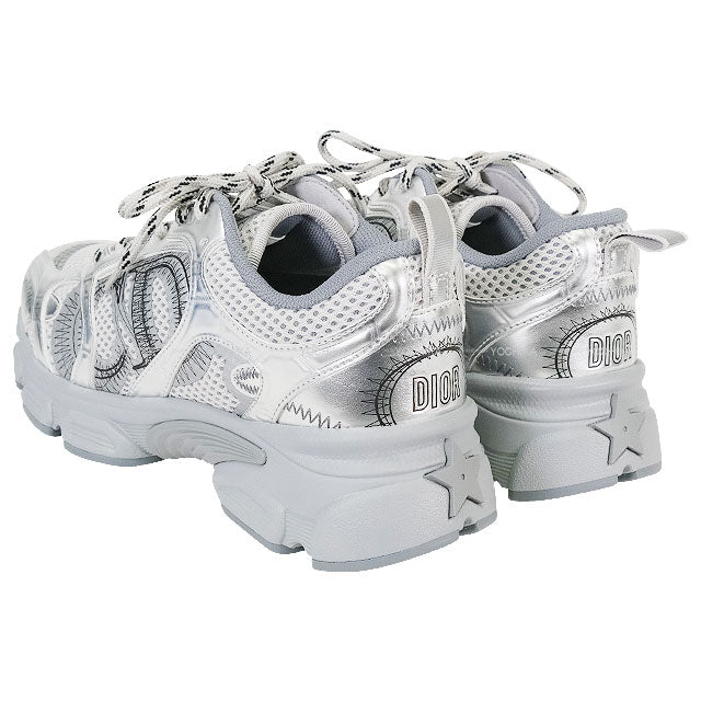 Dior sneakers Mesh Laminate Leather Effect Panel Silver Technical Fabric/Cotton #37.5 KCK414TRL_S59K[EXCELLENT][Authentic]