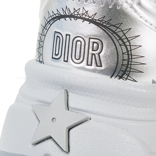 Dior sneakers Mesh Laminate Leather Effect Panel Silver Technical Fabric/Cotton #37.5 KCK414TRL_S59K[EXCELLENT][Authentic]