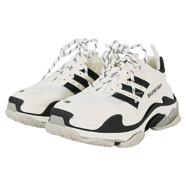 BALENCIAGA sneakers BALENCIAGA×Adidas Triple S Noir (Black)/Blanc (White)/Grey Mesh/Fake Leather #38 710020[BRAND NEW][Authentic]