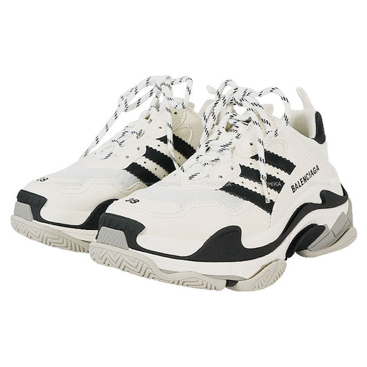 BALENCIAGA sneakers BALENCIAGA×Adidas Triple S Noir (Black)/Blanc (White)/Grey Mesh/Fake Leather #38 710020[BRAND NEW][Authentic]