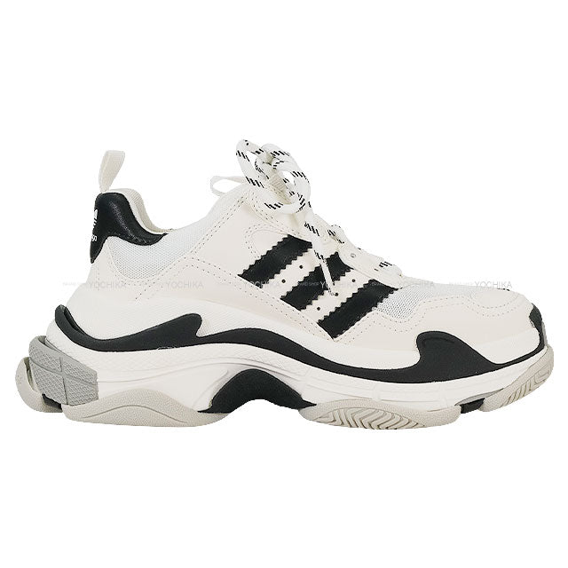BALENCIAGA sneakers BALENCIAGA×Adidas Triple S Noir (Black)/Blanc (White)/Grey Mesh/Fake Leather #38 710020[BRAND NEW][Authentic]