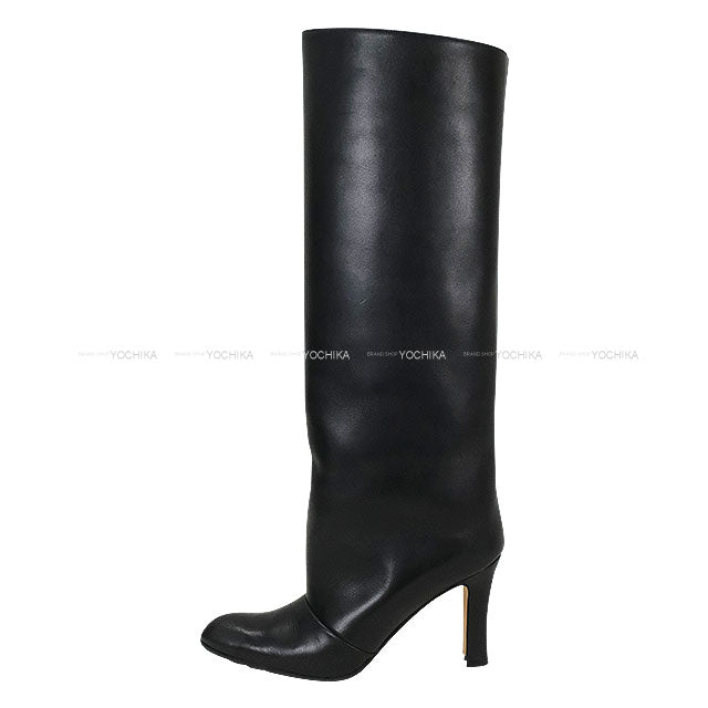 [Pre-loved] MANOLO BLAHNIK boots Ladies Long Noir (Black) Leather #38[LIKE NEW][Authentic]