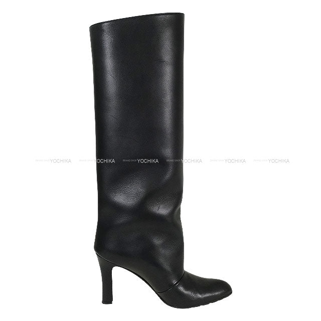 [Pre-loved] MANOLO BLAHNIK boots Ladies Long Noir (Black) Leather #38[LIKE NEW][Authentic]
