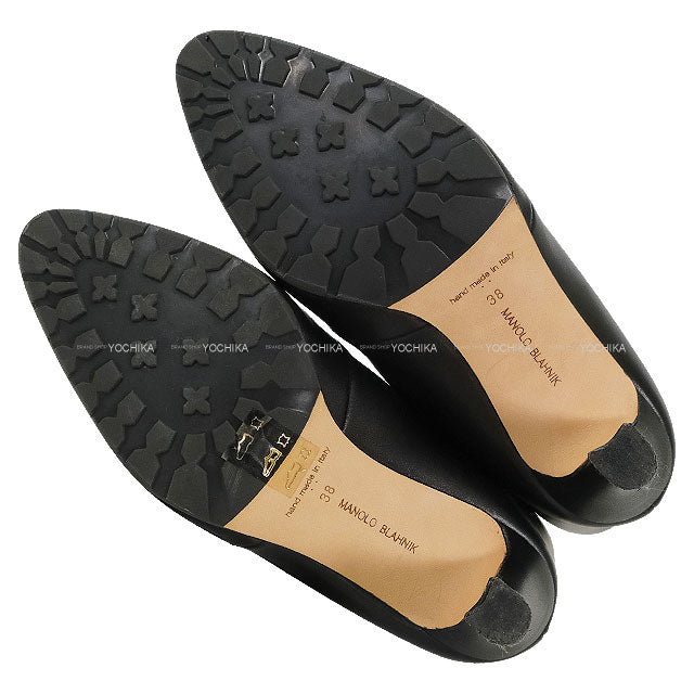 [Pre-loved] MANOLO BLAHNIK boots Ladies Long Noir (Black) Leather #38[LIKE NEW][Authentic]