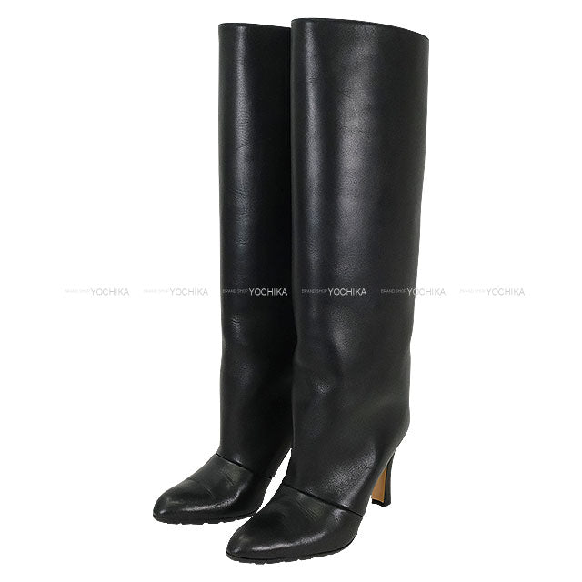 [Pre-loved] MANOLO BLAHNIK boots Ladies Long Noir (Black) Leather #38[LIKE NEW][Authentic]