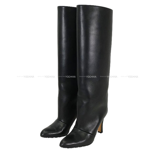 [Pre-loved] MANOLO BLAHNIK boots Ladies Long Noir (Black) Leather #38[LIKE NEW][Authentic]
